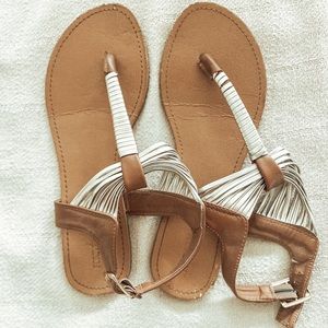 Silver and tan sandals- final price !